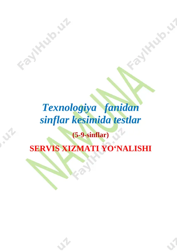 texnologiya qizlar test 5 9 — DOCX