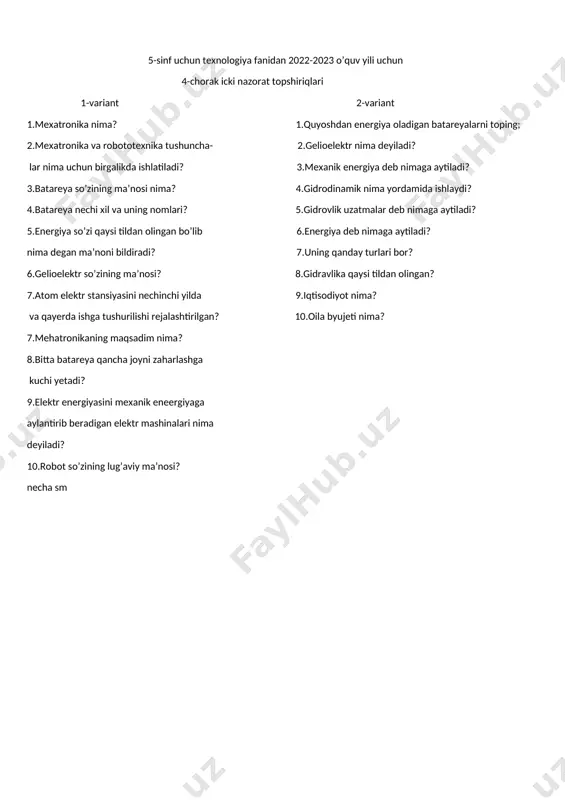 5-sinf 4-chorak — DOCX