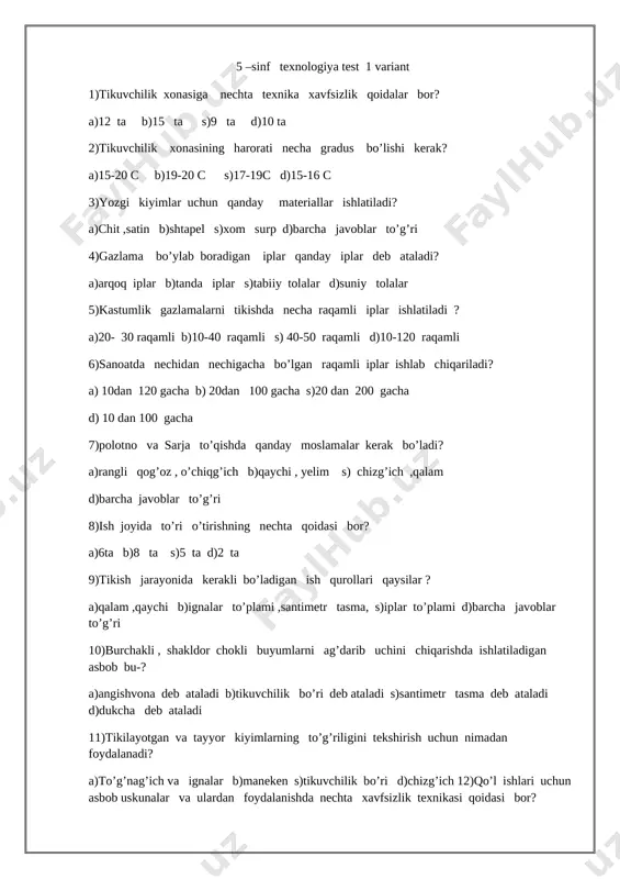 5 sinf test — DOCX