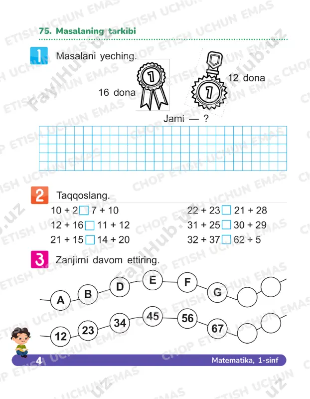 matematika 1 sinf daftar 75-79 — PDF