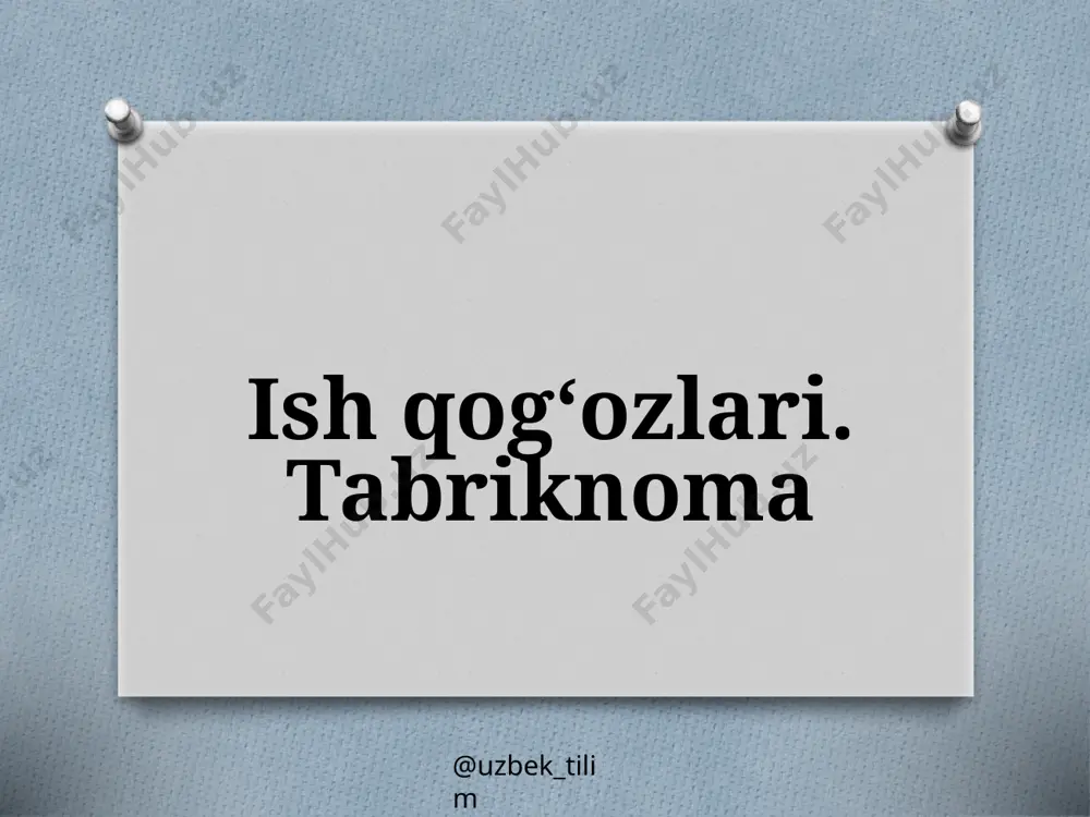 5-sinf. ish qog‘ozlari. tabriknoma — PPTX