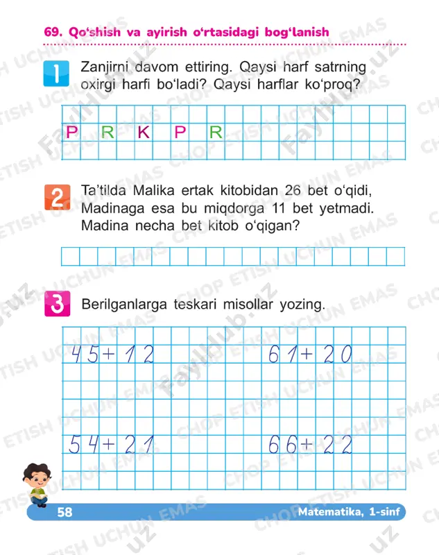 matematika 1 sinf daftar 69-74 — PDF