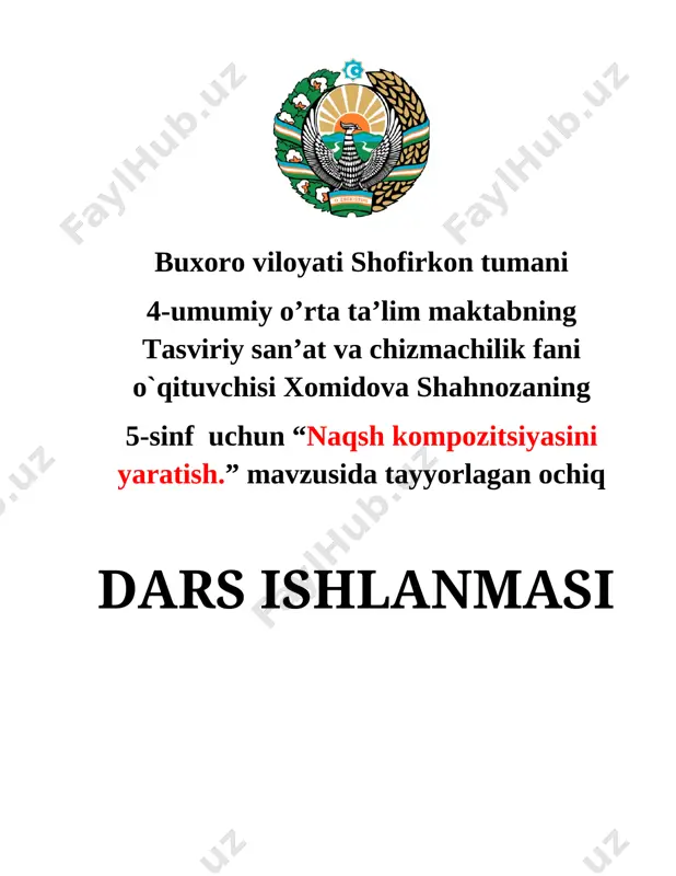 naqsh kompozitsiyasini yaratish 5-sinf — DOC