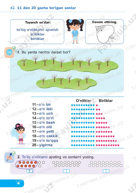 matematika 1 sinf 2 qism 42-46 darslik — PDF