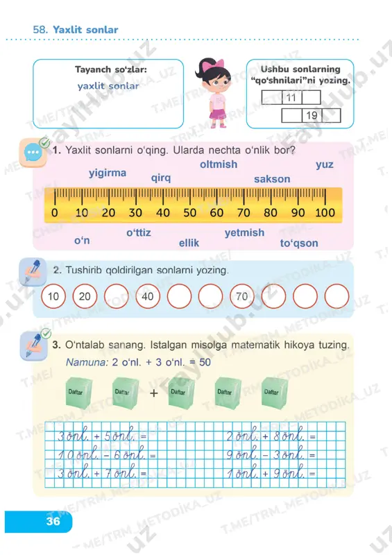 matematika 1 sinf 2 qism 58-67 darslik — PDF