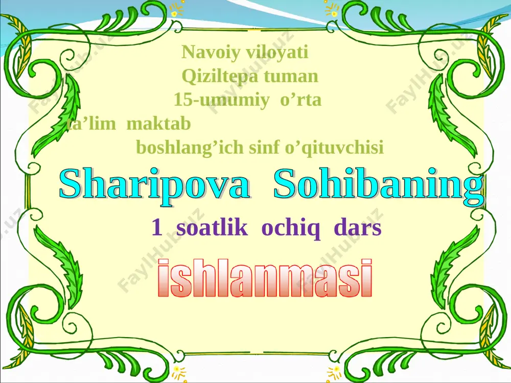 sohiba safarovna 1-sinf g harfi — PPT