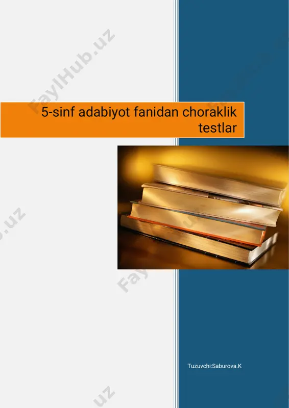 5-sinf adabiyot fanidan choraklik uchun testlar .. — PDF