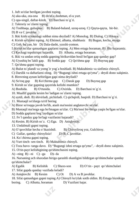 5-sinf ona tili 1-chorak — DOCX