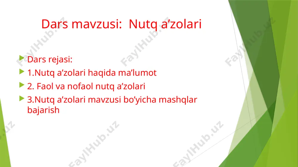 nutq a'zolari 5-sinf — PPTX