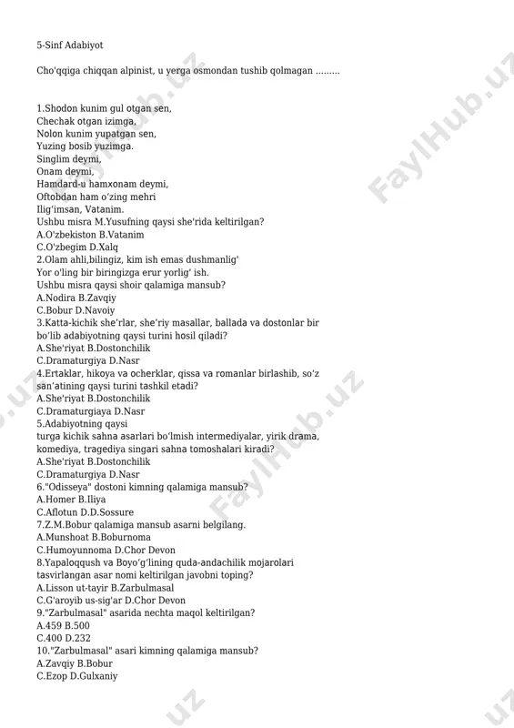 5-sinf-adabiyot-test — PDF