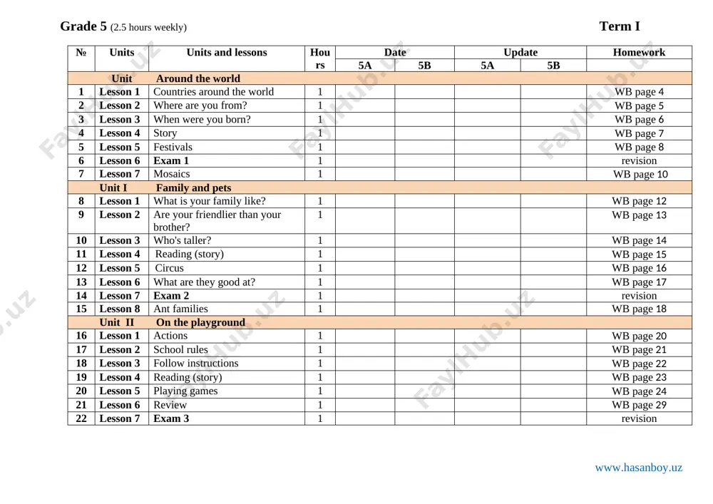 5-sinf ingliz tili 2.5 soat ish reja — DOCX