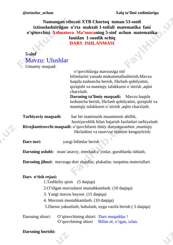 5-sinf ulushlar — DOCX