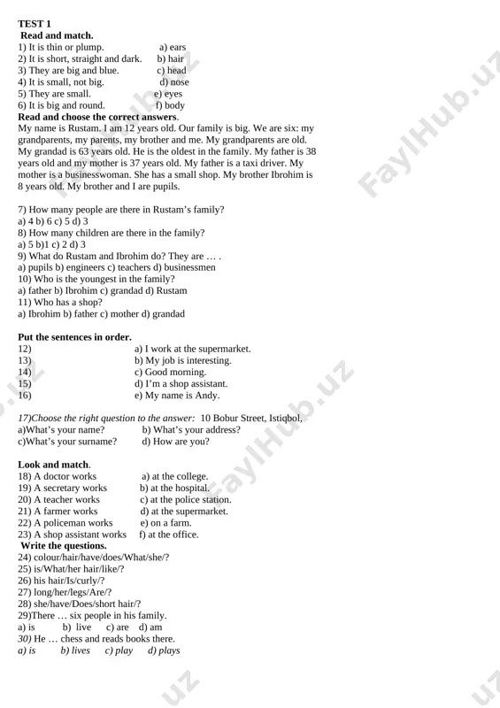 5-sinf pisa test ingliz tili — DOCX