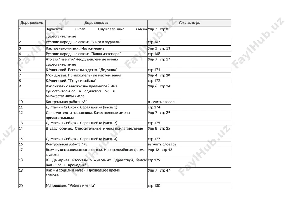 5-sinf rus tili — XLSX