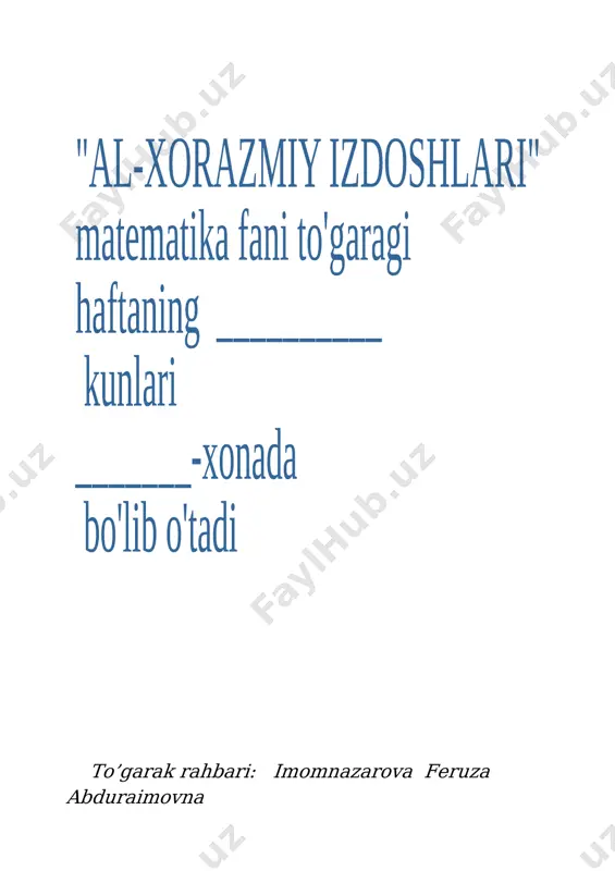 5-sinf matematika to'garak — DOCX