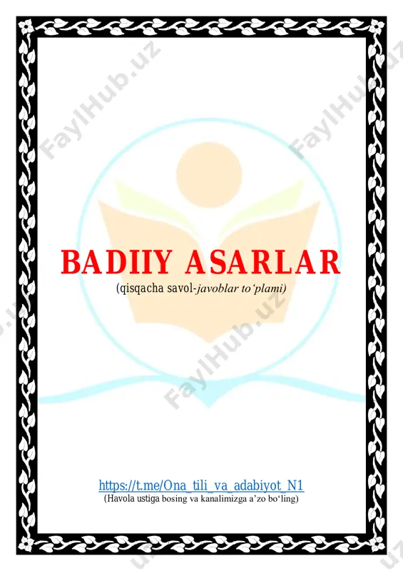 badiiy asar savol-javoblar — PDF