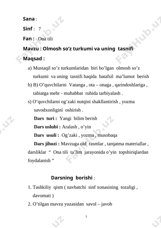 olmosh so’z turkumi va uning tasnifi (2) — DOC