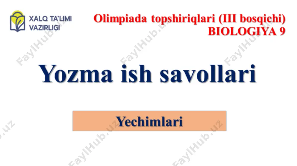 9-sinf olimpiada javoblari — PPTX