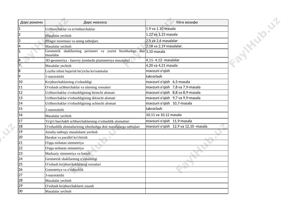 9-sinf geometriya reja — XLSX