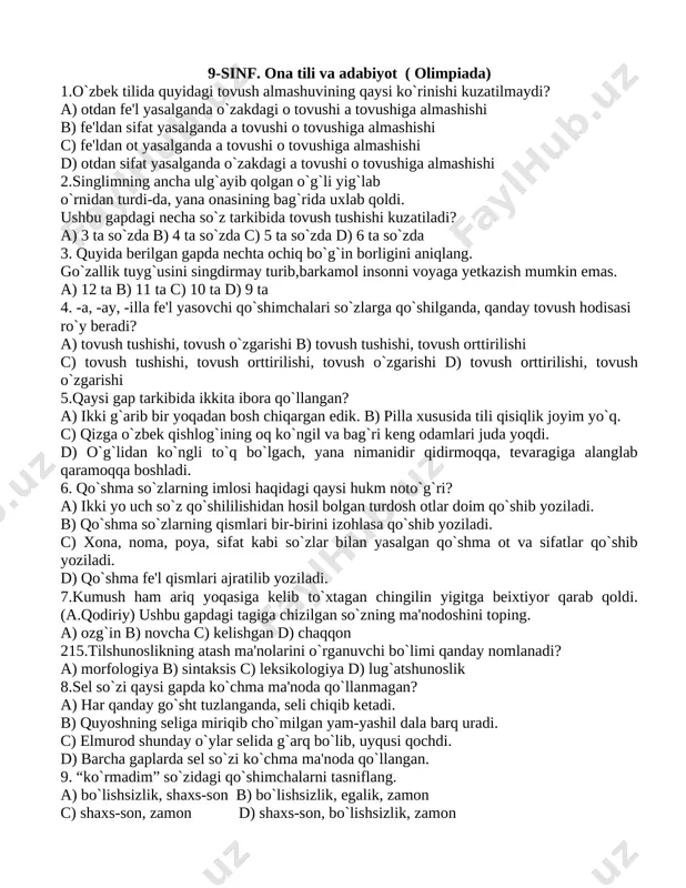9-sinf-olimpiada-ona-tili-yangi @baxtiyoruz — DOCX
