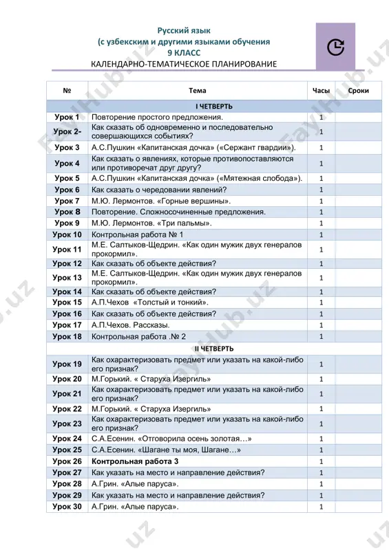rus tili 9 sinf — PDF