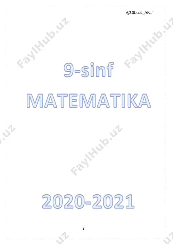 @official_akt 9-sinf matematika javoblar 2021 to'liq — PDF
