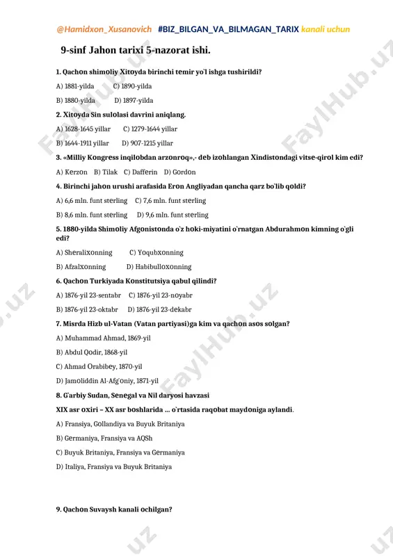 9-jahon tarixi.nazorat ishi-5 — DOCX