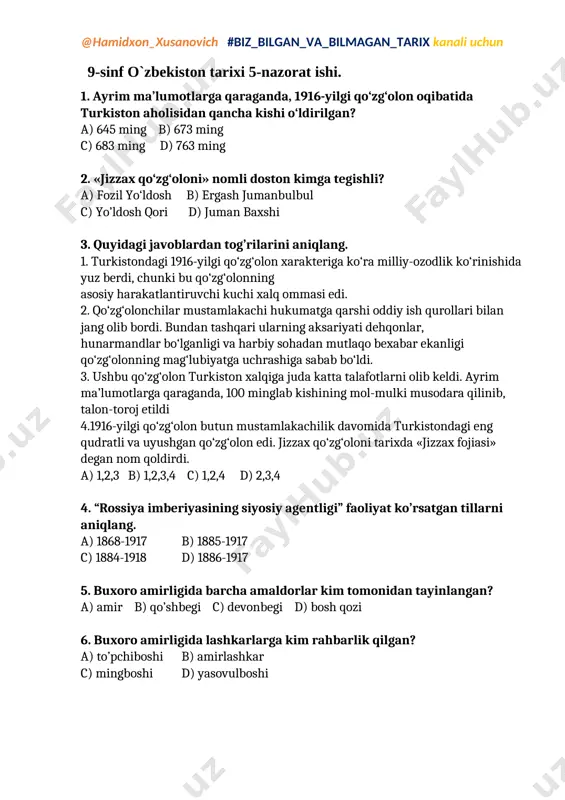 9-ozbekiston tarixi.nazorat ishi-5 — DOCX
