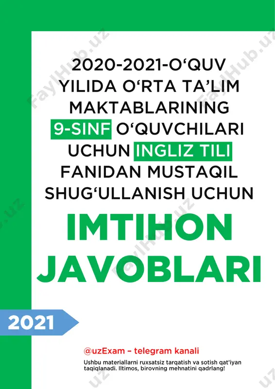 9-sinf ingliz tili imtihon javoblari 2021 — PDF