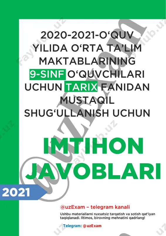 9-sinf tarix imtihon javoblari 2021 — PDF