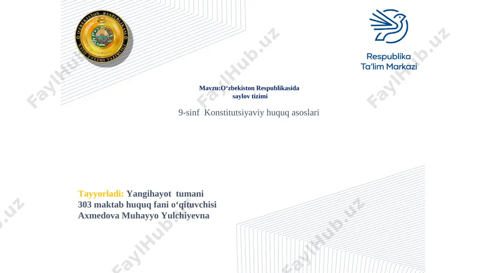 o'zbekiston respublikasida saylov tizimi — PPT