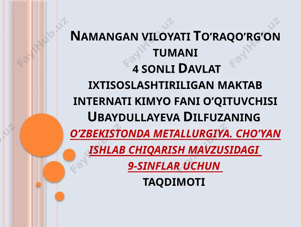kimyo, 9-sinf taqdimot — PPTX