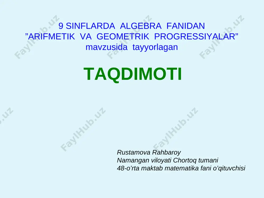 progressiya 9 sinf — PPT
