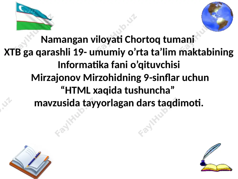 html xaqida tushuncha — PPTX