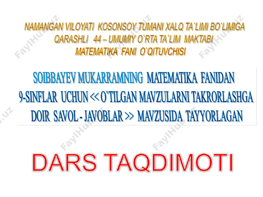 9-sinf taqdimot — PPT
