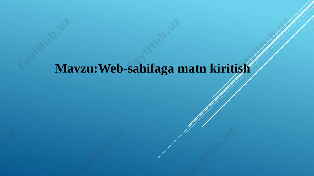 9-sinf. web-sahifaga matn kiritish — PPTX