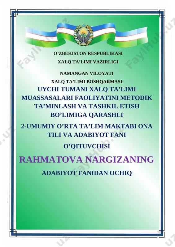 9-sinf dars ishlanma adabiyot — DOC