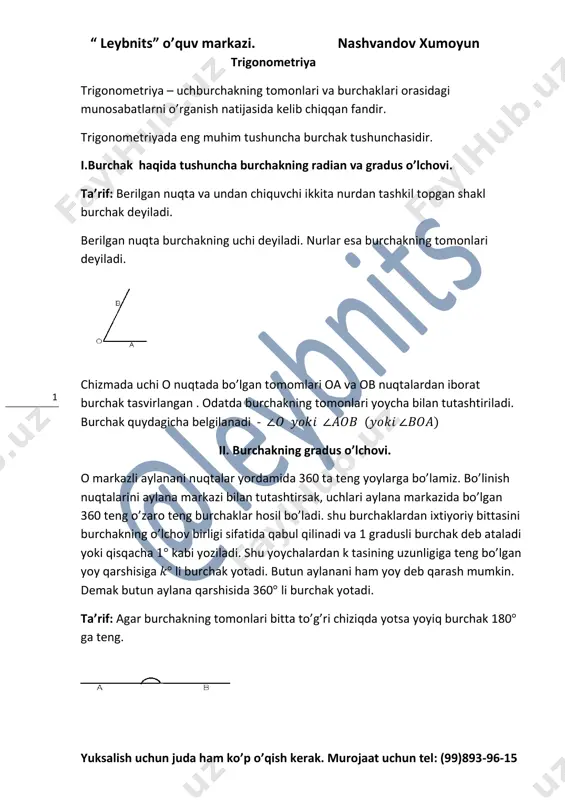 trigonometriya mavzusi — PDF