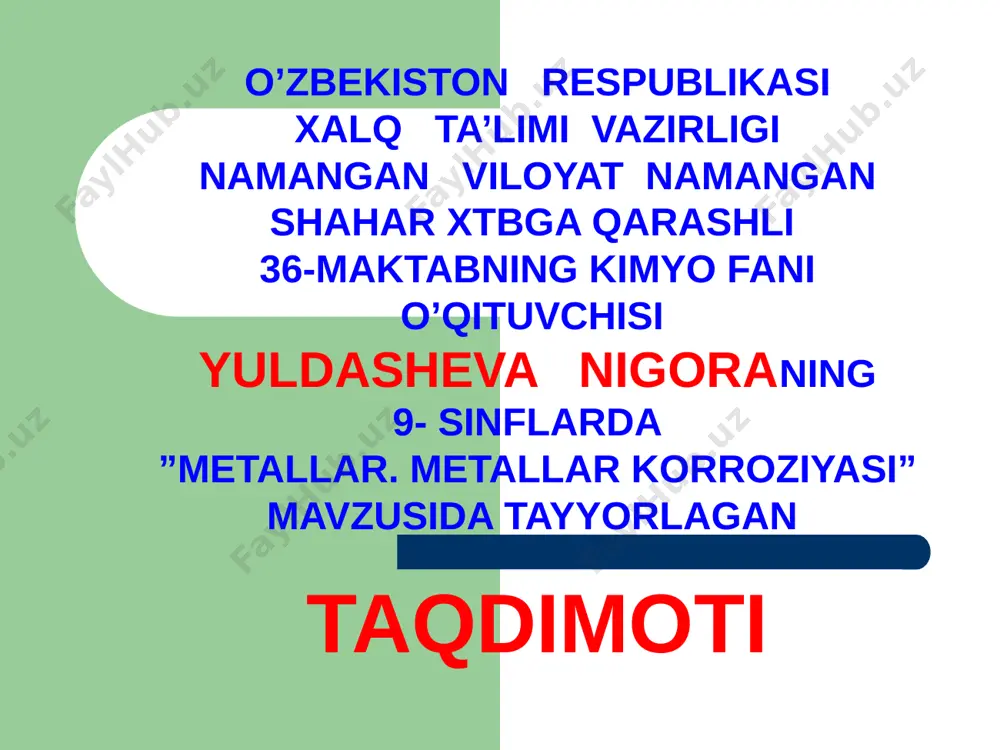 metallar. metallar korroziyasi — PPTX