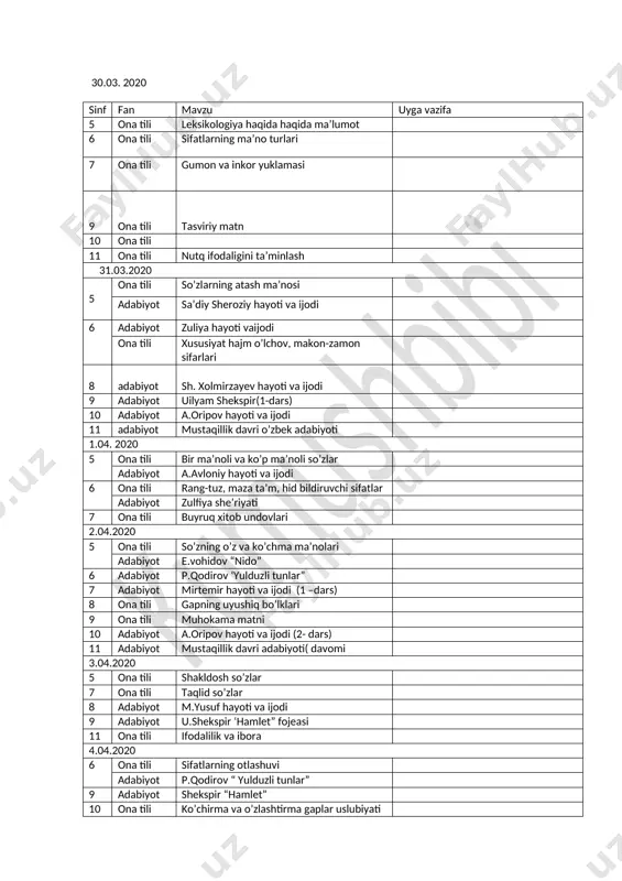 30_03_11_04_gacha_onlayn_dars_mavzulari_ona_tili_adabiyot_kumushbibi — DOCX
