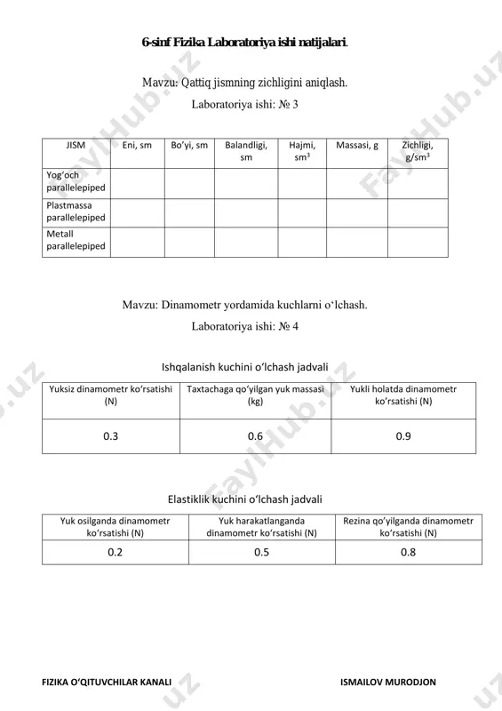 6-sinf fizika labora. natija — PDF