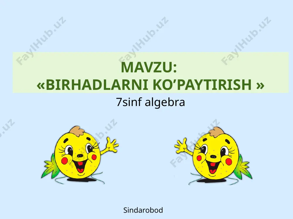 birhadlarni ko'paytirish — PPTX