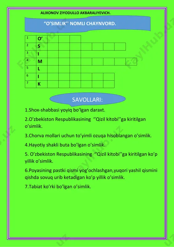 ''o'simlik''chaynvordi 6-sinf. — PDF