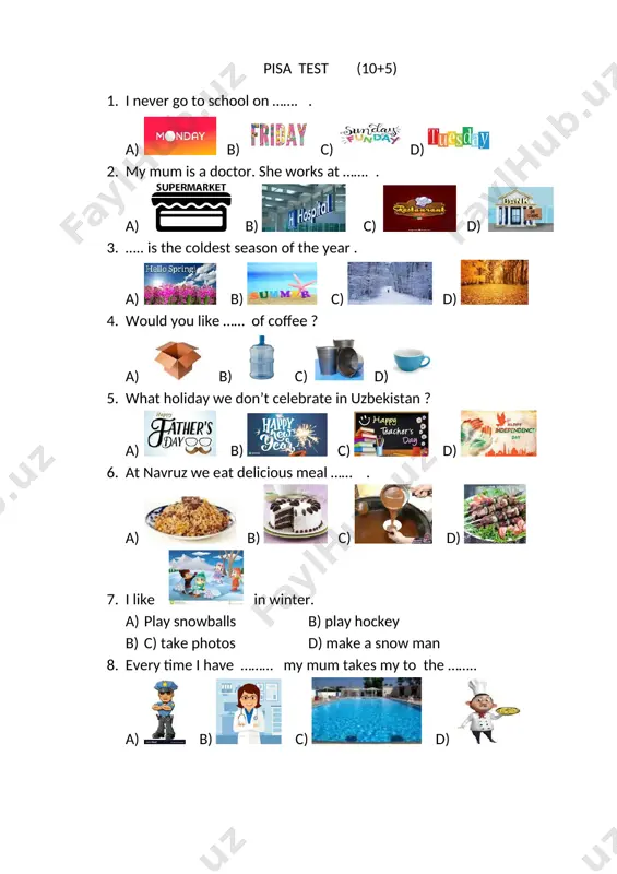 10-5- sinf ingliz tili pisa test — DOCX