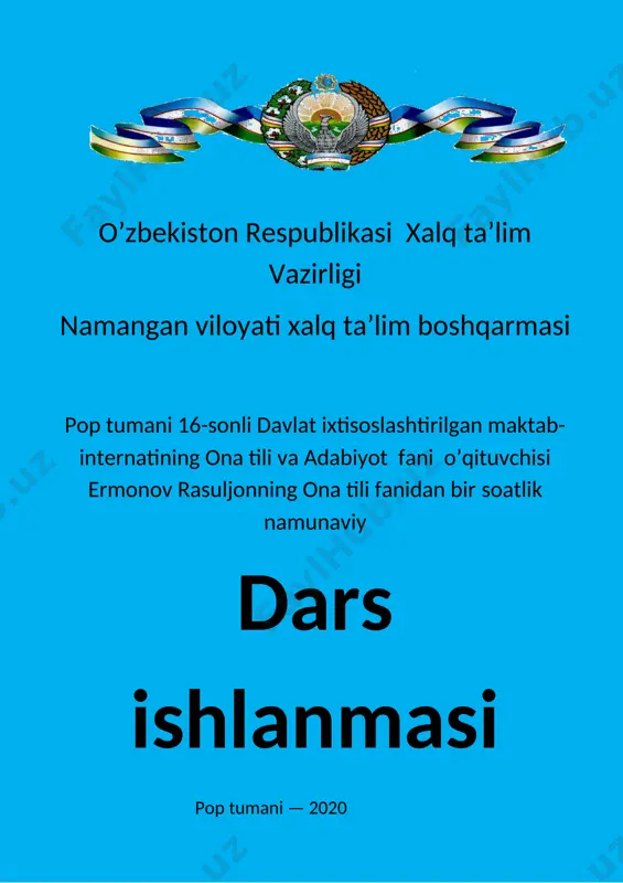 6-sinf_ona_tili_so'z_turkumlari_ochiq_dars — DOCX