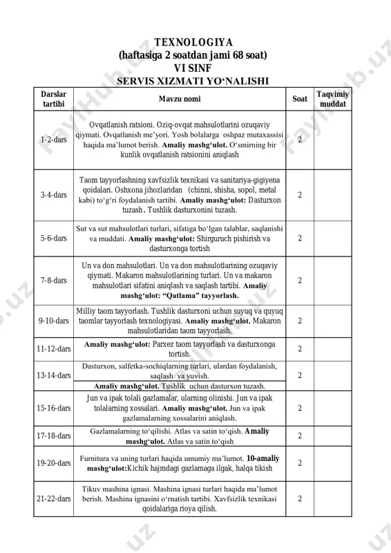 6-sinf 2-yo'nalish texnologiya — PDF