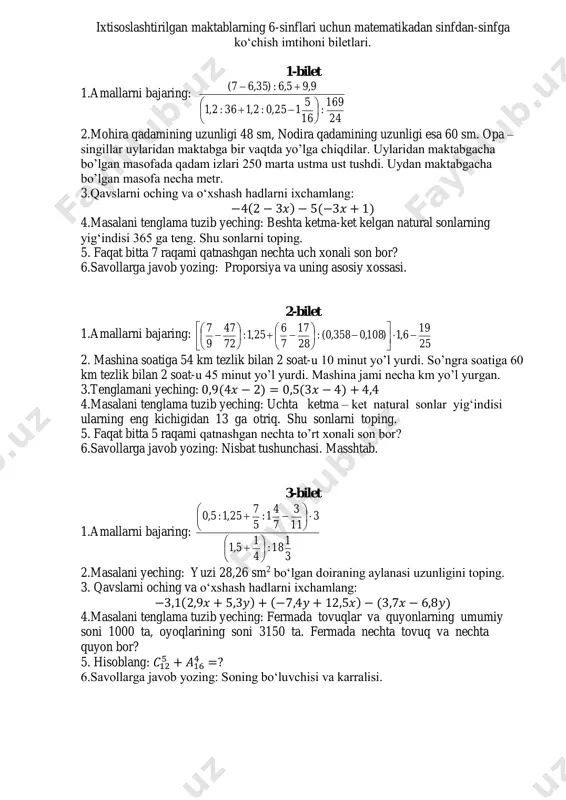 6 sinf matem imtihon — PDF