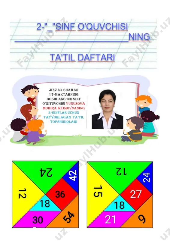2- sinf ta'til vaqtidagi topshiriqlar 2- chorak11111111 — PDF
