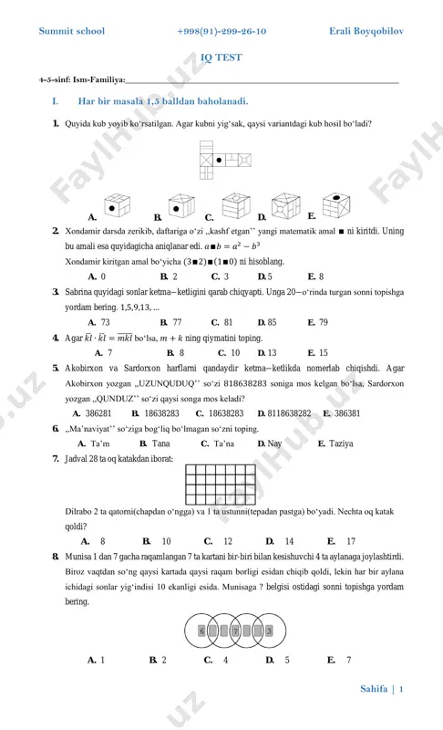 iq -test (4-5-sinf) — PDF