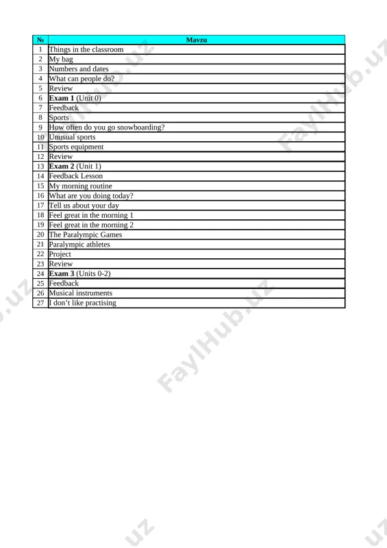 7-sinf ingliz tili 1-chorak — XLSX